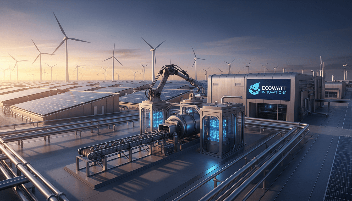 Carbon-neutral industrial platform with renewable energy infrastructure and sustainable manufacturing equipment