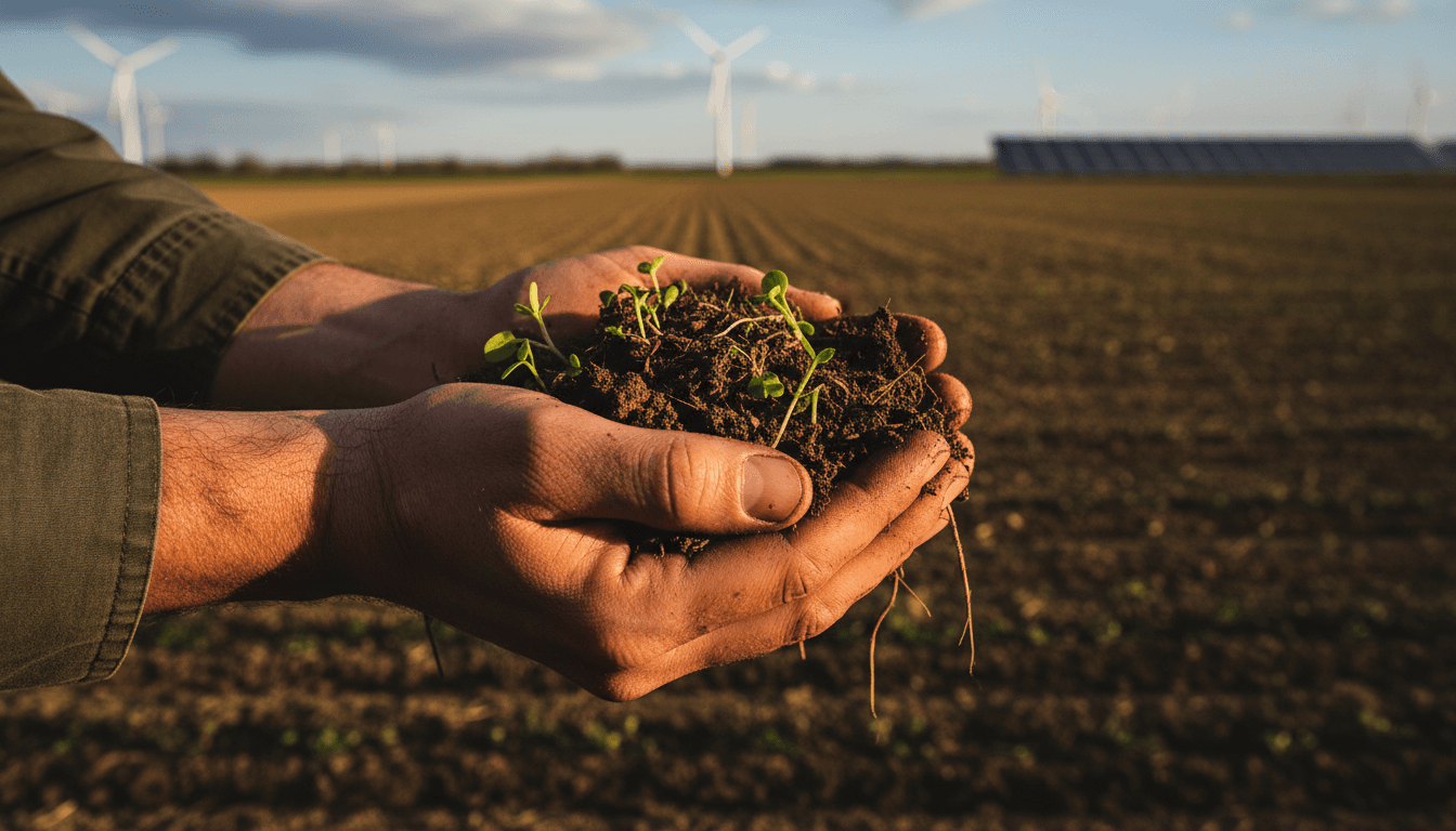 Hands holding soil representing sustainable agriculture and environmental stewardship
