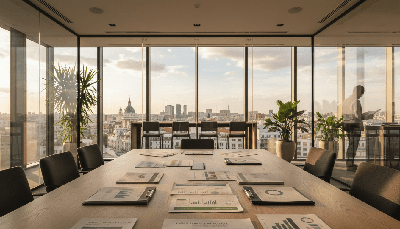 Investment banking and capital structuring workspace in Madrid