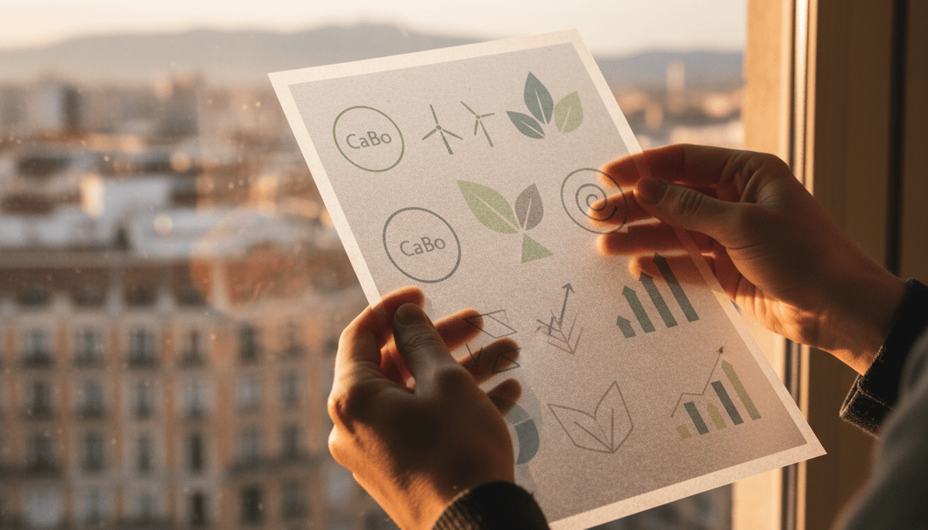 Hands reviewing carbon-neutral investment documentation